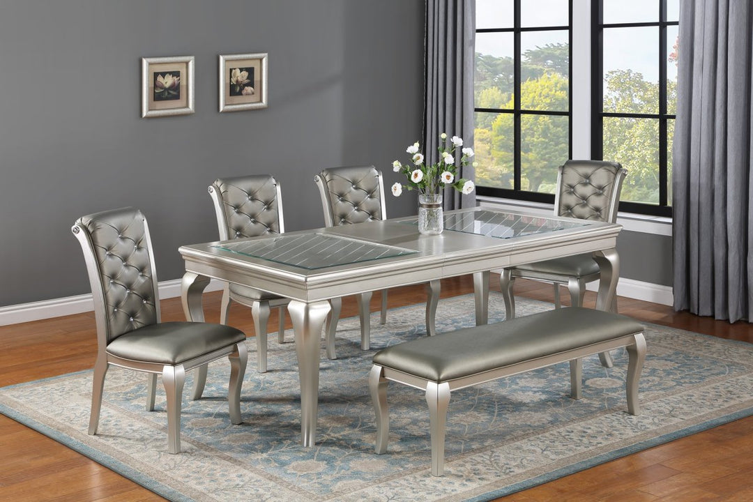 REGENT dining Group with a Table and 4 chairs and a bench by Crown Mark