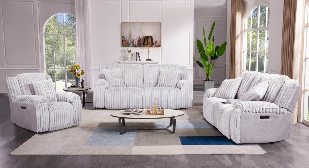 Presley Fog Living Room Set Sofa Recliner Loveseat