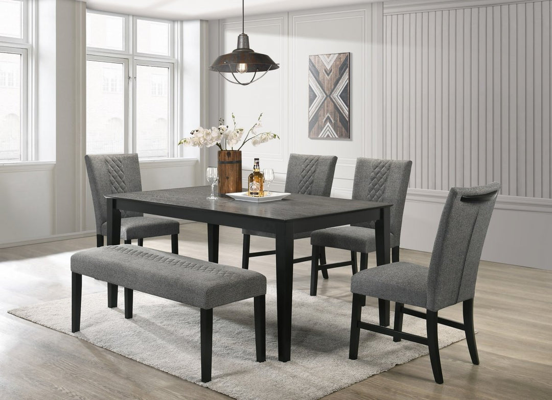 CLARA WHITE dining Group with a Table and 4 chairs and Bench  by Crown Mark