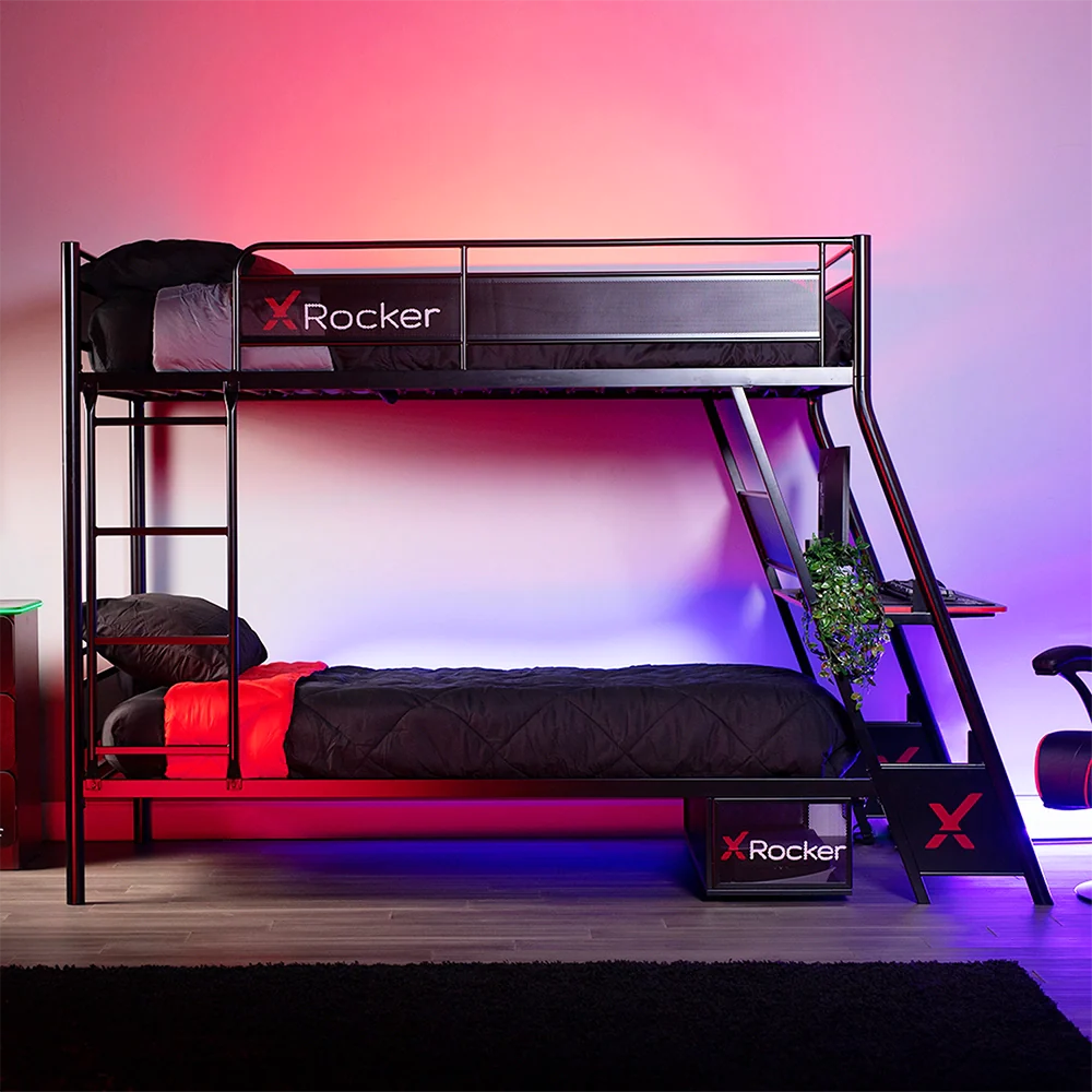 Armada Twin-Over-Twin Bunk Bed with Gaming Desk