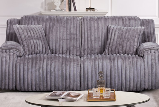 Presley Charcoal Living Room Set Sofa Recliner Loveseat